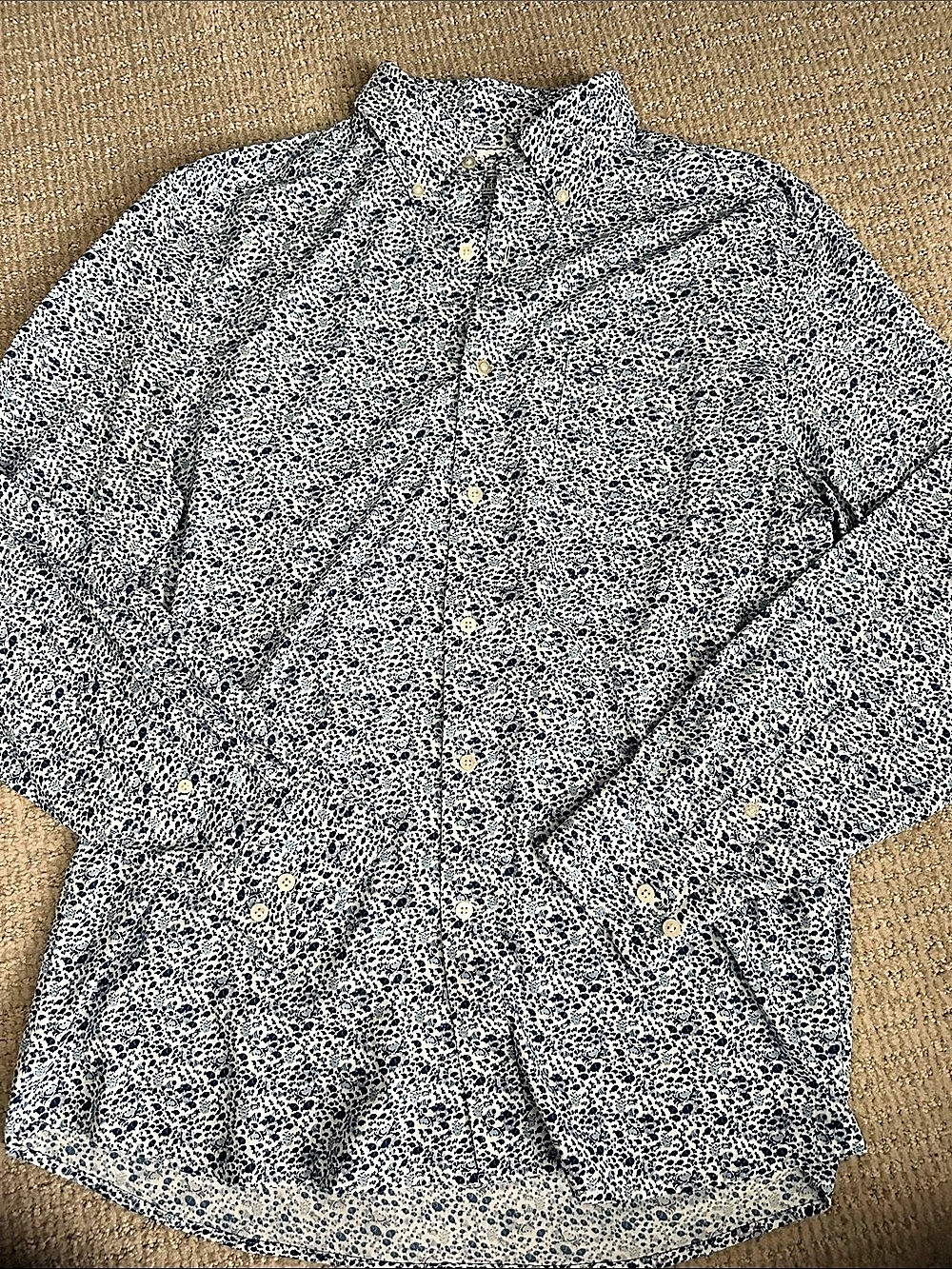 Southern Tide Intercoastal Performance Sport Shirt Blue & White Medium